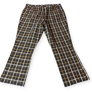 Anthropologie Pants Women's Size 14 Plaid Ankle Black/Yellow/White